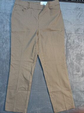 Rafaella Beige and Black Micro-Houndstooth Chinos